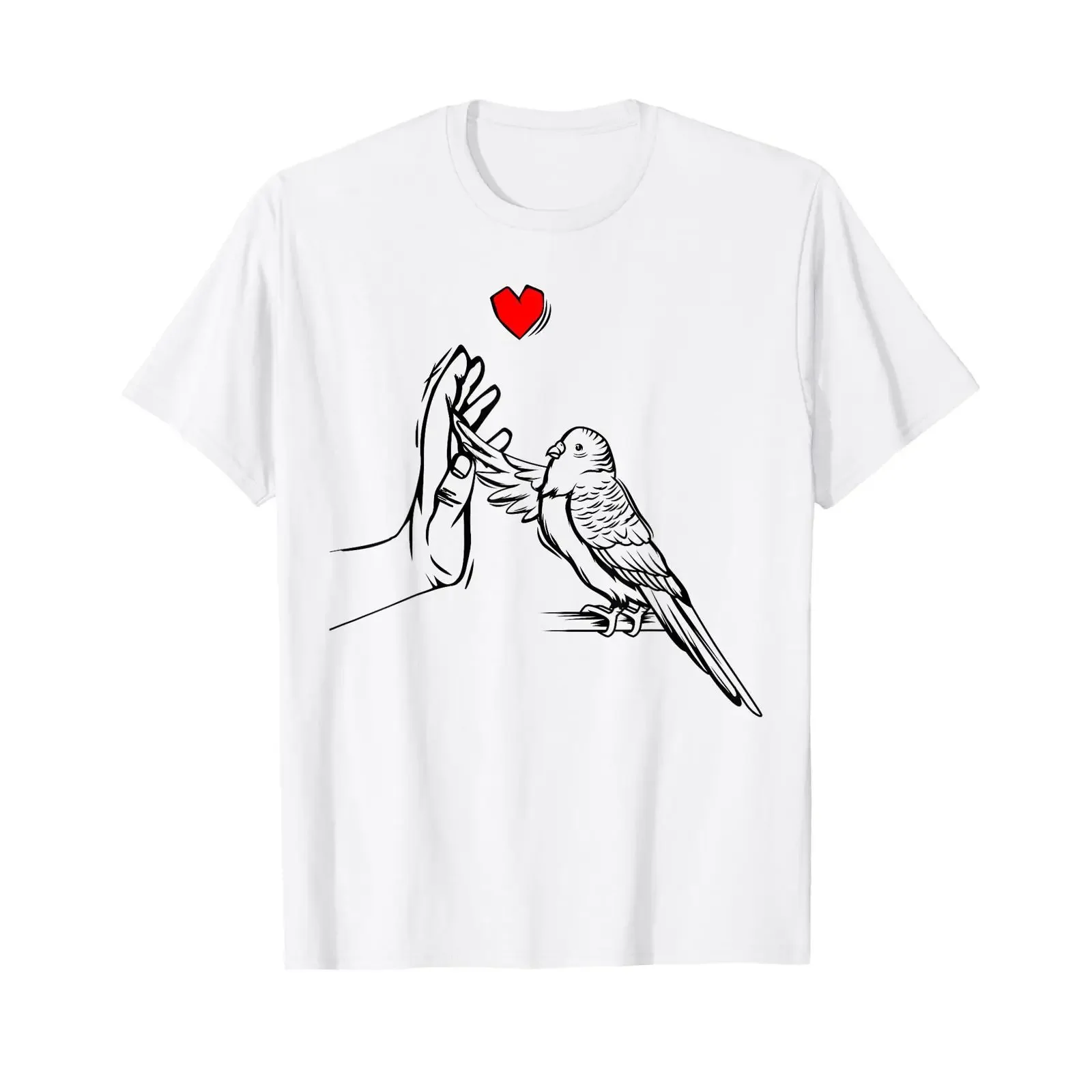 Budgie Love Parakeet Heart Bird T Shirt vintage Washed Casual Slightly Stylish Top For Everyday Wear Stretched Versatile
