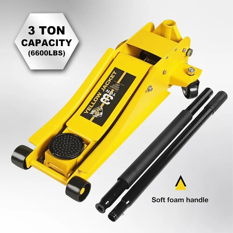 home.Ton Hydraulic Floor Jack Dual Pump for Quickly Car Lift, Low Profile Service Jack, 6600 lb Capacity