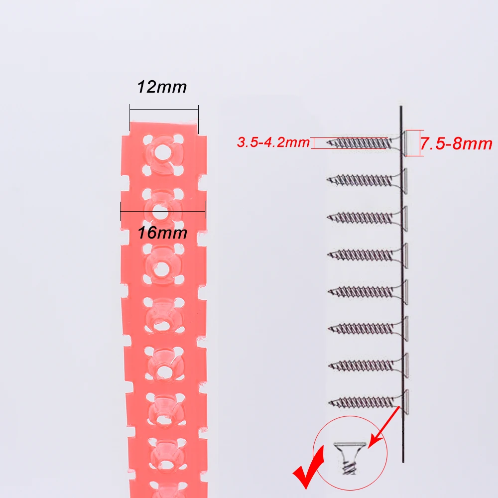 YOUSAILING 100PCS Plastic Empty Chain Belt Screw Tape Screw Band for Auto Feed Screwdriver Strips 50 Holes