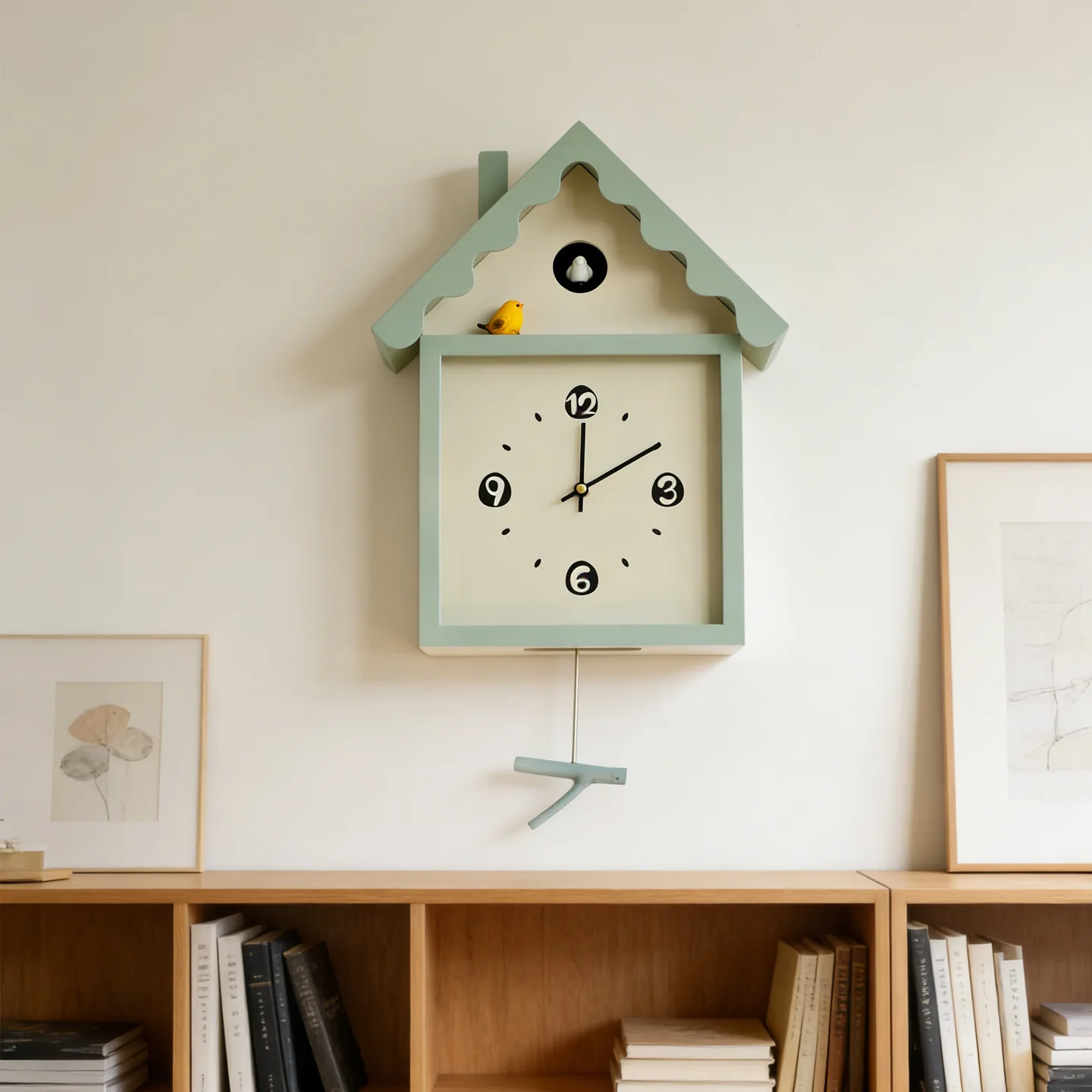Solid wood cuckoo clock wall clock living room clock Scandinavian high-end creative bird cooing swing