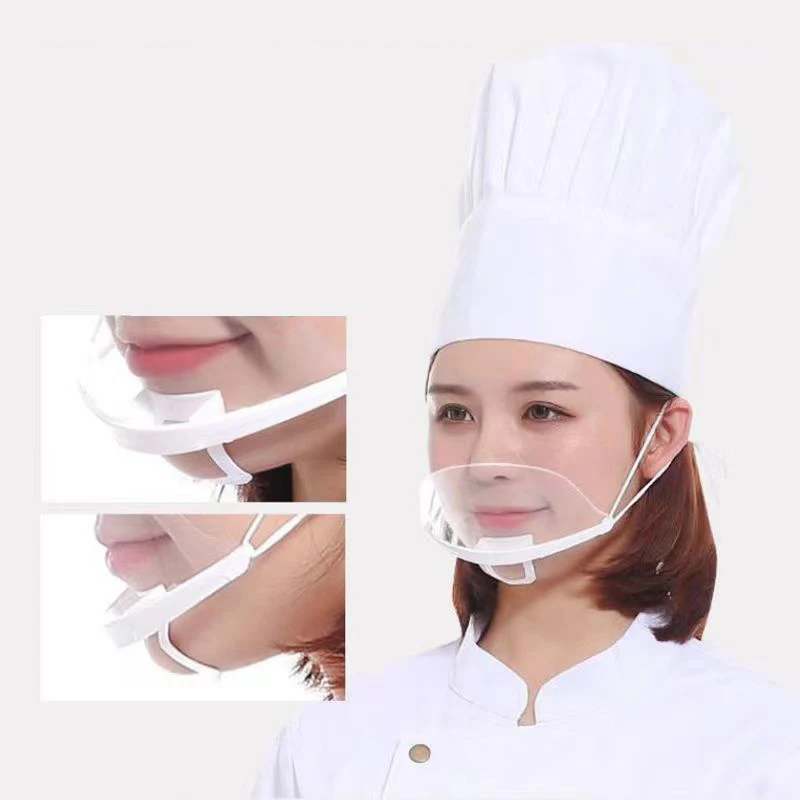 @*20PCS Clear Plastic Catering Mask Hotel Beauty Chef Waiter Protective Mask Reusable Visible Splash Proof Mask