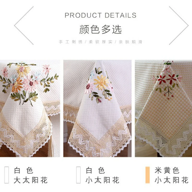 Mantel bordado chino, tela DE ARTE Pastoral, mantel de lino y algodón, pequeño, fresco y Simple, mantel de mesa redondo