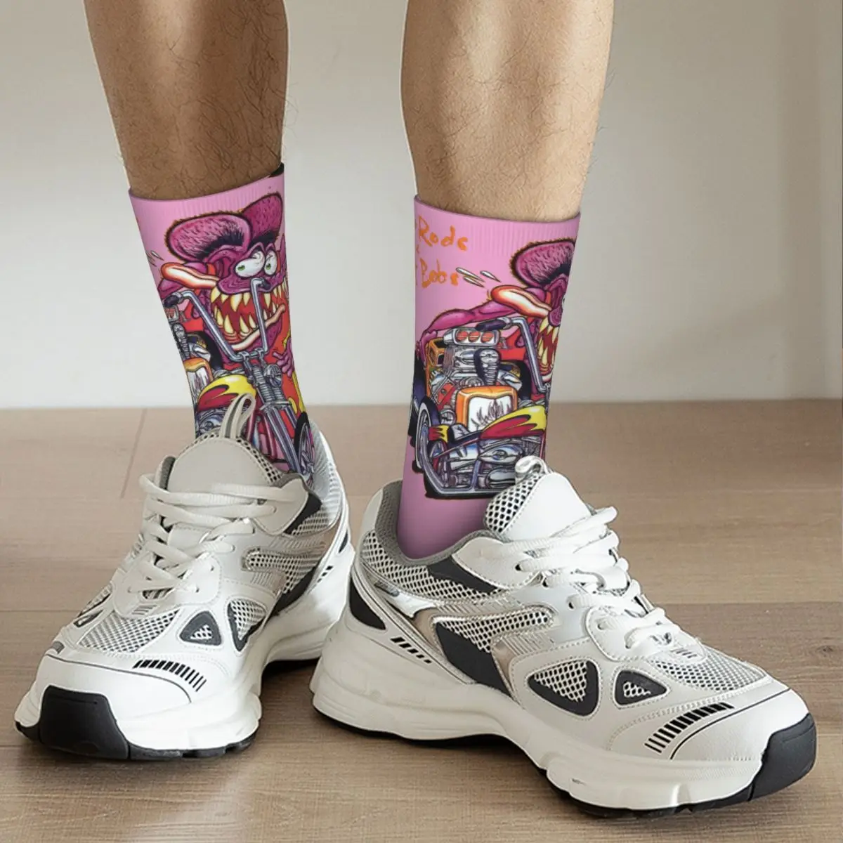 Funny Crazy Sock for Men Bob Hip Hop Harajuku Tales of the Rat Fink John Goodman Happy Quality Pattern Printed Boys Crew Sock