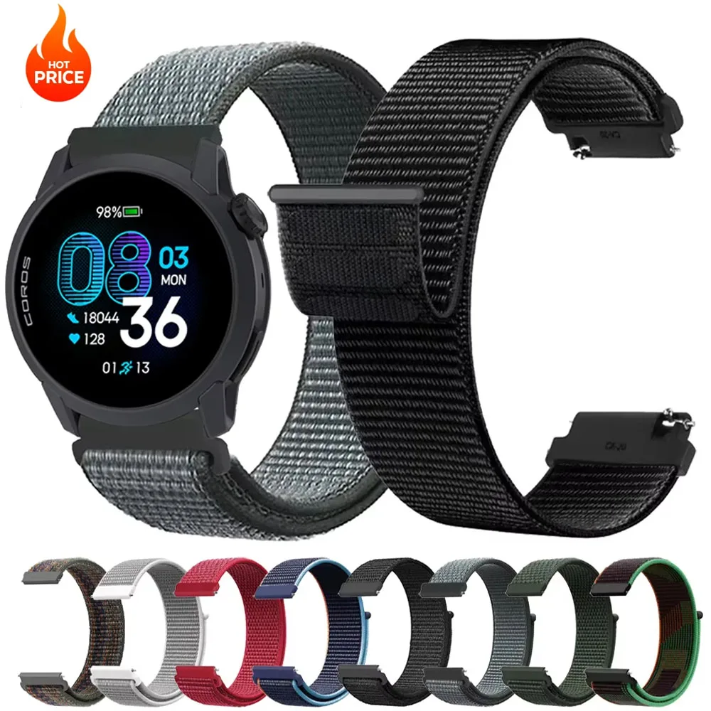 20mm 22mm Nylon Loop Strap For COROS Apex 2 4 42mm/APEX 2 Pro/APEX 46mm Woven Watch Band For COROS PACE 4 3 2 Bracelet Wristband