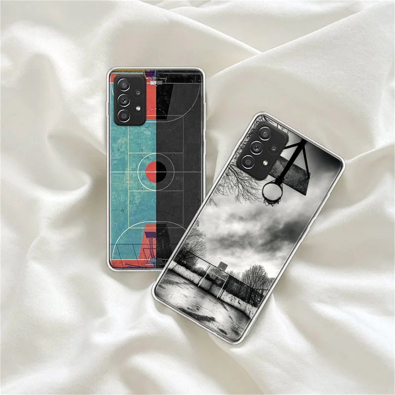 Basketball court basketball Phone Case For Galaxy S23 S20 S21 FE Plus Samsung S24 S22 Ultra TPU Pattern S10 S10E S9 S8 S7 Edge C