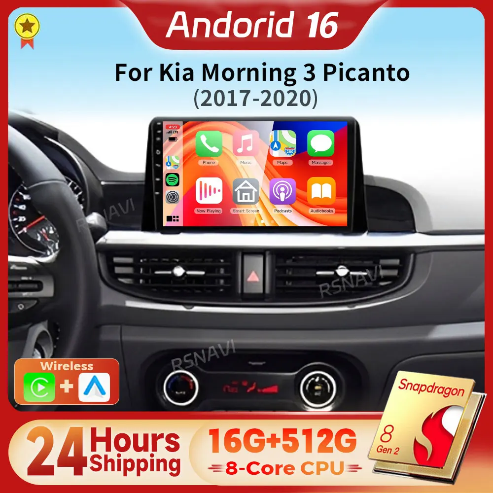 

Android 16 Carplay Auto 2K Screen Car Radio Multimedia Video GPS For Kia Morning 3 Picanto 2020 2021 Autoradio 24-hour shipping