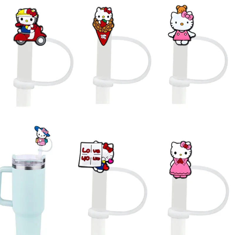 MINISO 10mm Straw Covers Cap Compatible with Stanley 30&40 Oz Tumbler Hello Kitty Straw Toppers Reusable Dust-Proof Straw