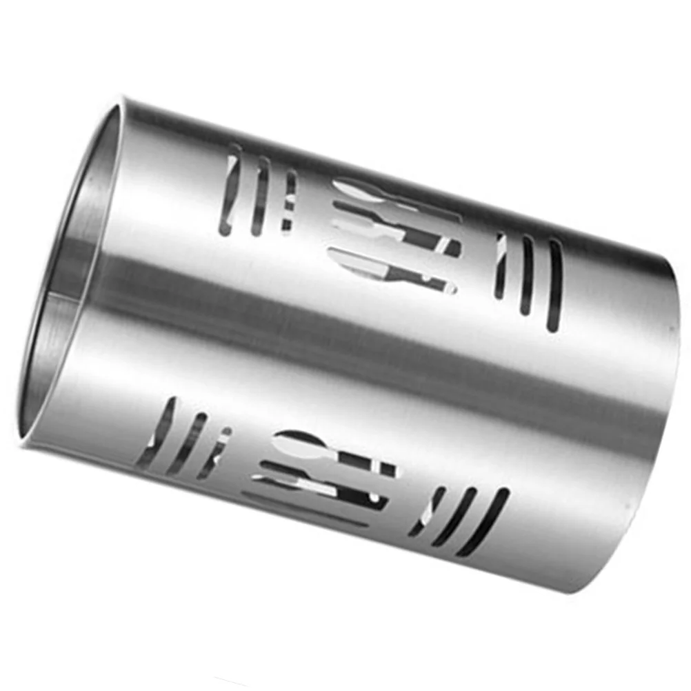 

Stainless Steel Chopstick Holder Cutlery Cage Storage Box Draining Holes Kitchen Large Capacity Spoon Fork Silver Metal Utensil