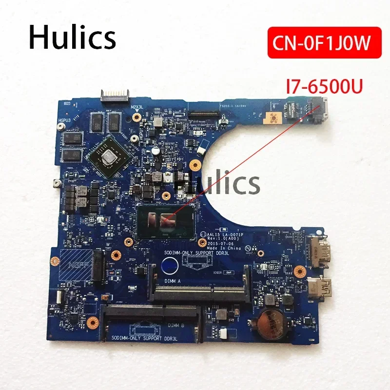 

Материнская плата Hulics AAL15 LA-D071P CN-0F1J0W 0F1J0W F1J0W для ноутбуков DELL 5459 5559 5759 с процессором SR2EZ I7-6500U