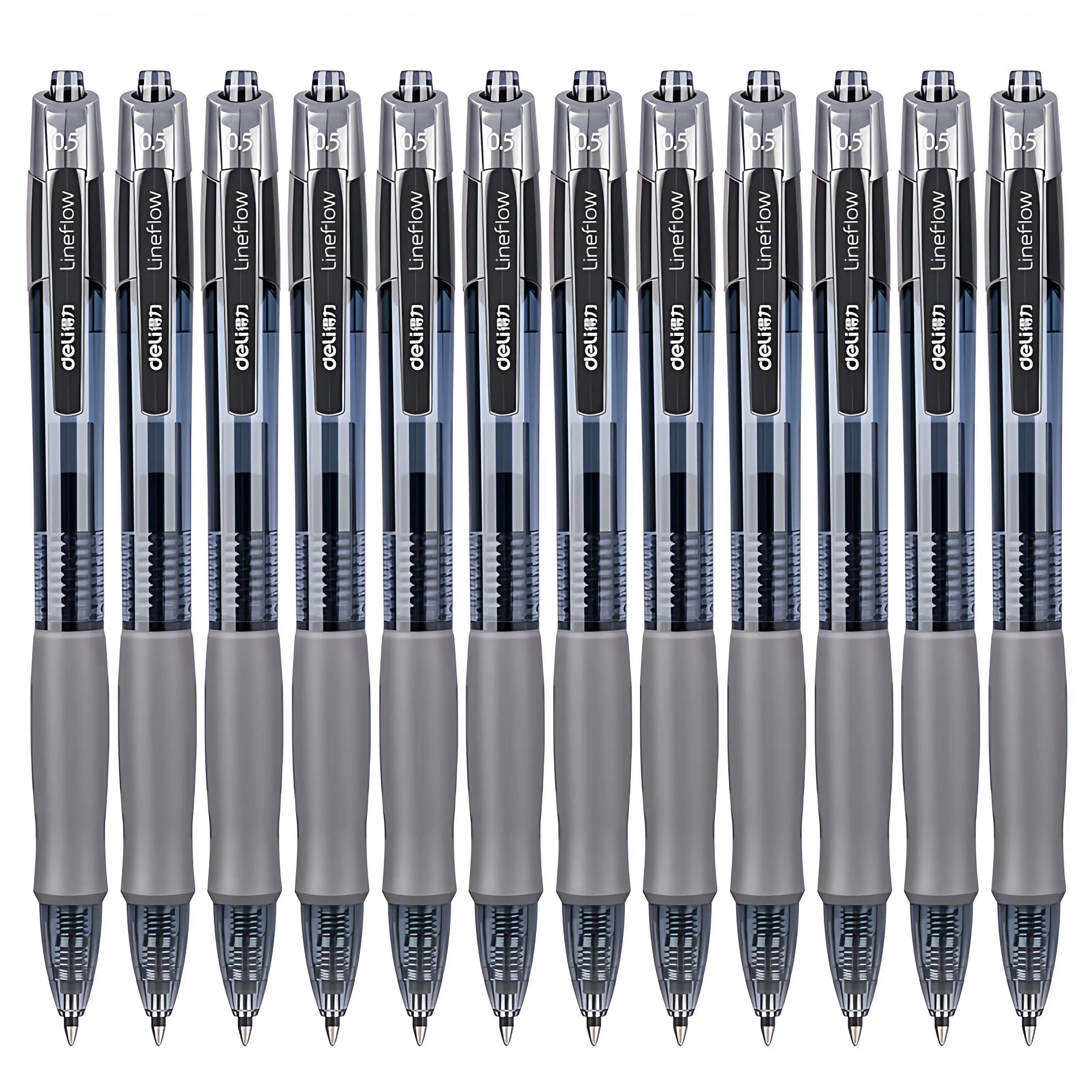 Deli S08 Push-Button Neutral Pen, Black, Smooth 0.5mm, Press-Type Student Office Signature Pen