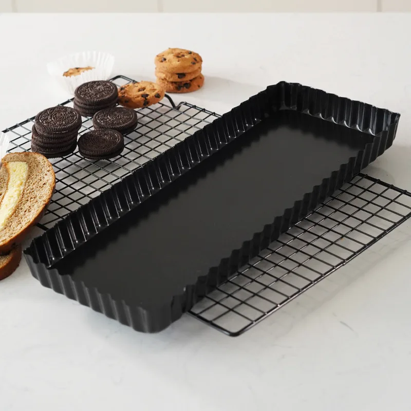 Non-Stick Rectangle Tart Quiche Pie Pan with Removable Loose Bottom