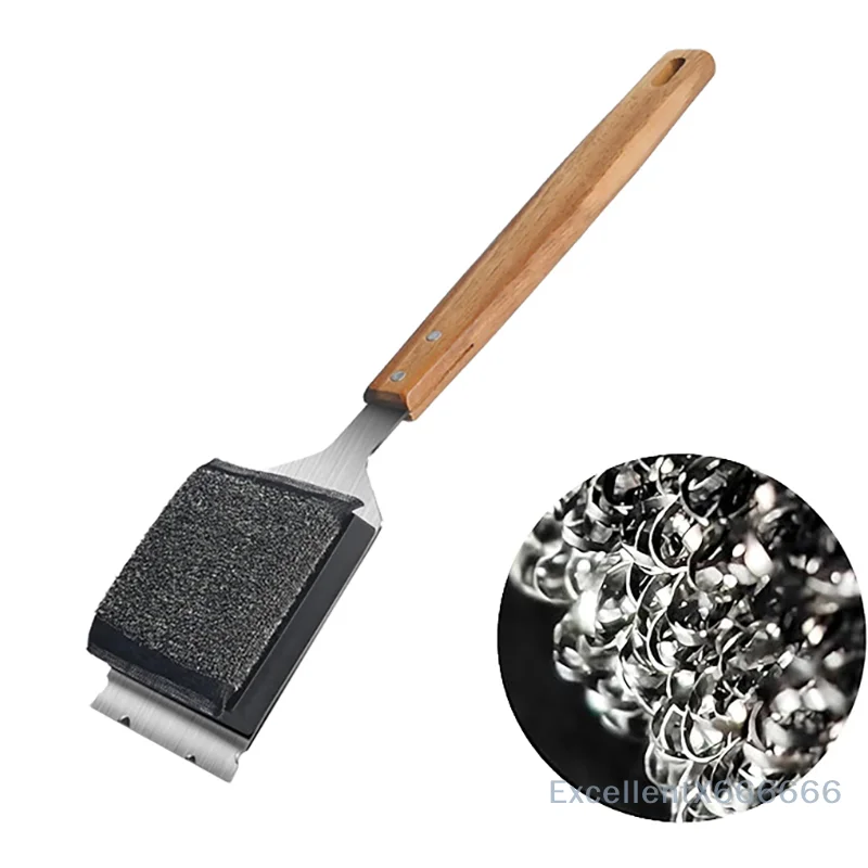 

Stainless Steel Grill Brush with Sturdy Wooden Handle, Safe Grill Brush for Outdoor Grilling, Gift for Man Dad