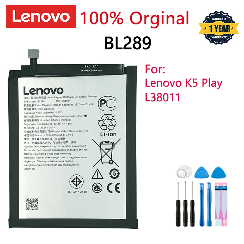 

100% Original 3030mAh BL289 Battery For Lenovo K5 Play L38011 Mobile Phone Replacement Batteries Bateria