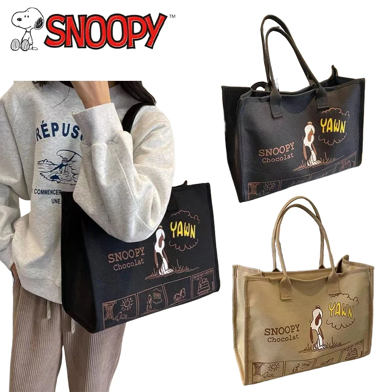 

Сумка на плечо Snoopy Женская холщовая, милый вместительный саквояж кросс-боди с мультипликационным рисунком, Толстая Повседневная сумочка-тоут для путешествий и покупок