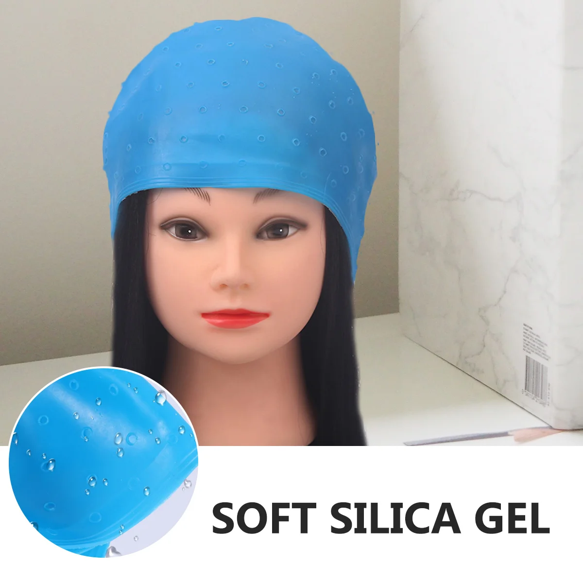 

Blue Silicone Hair Dye Cap Flexible High Temperature Resistant Hair Coloring Tool for Salon Highlights Dyeing Color Tool
