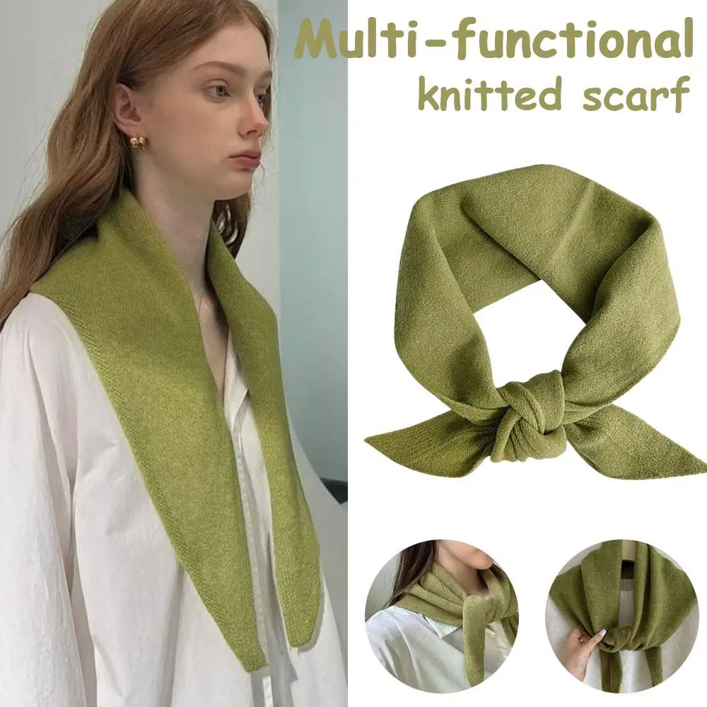 Triangle Headscarf Winter Warm Wrap Knitting Neckerchief Useful Fake Collar Solid Color Decor Soft Shawl Colorful Bandana