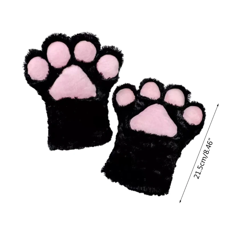 Guantes con forma de pata de gatito para Cosplay de Halloween, manopla de medio dedo, bonitos guantes de carnaval para guantes y