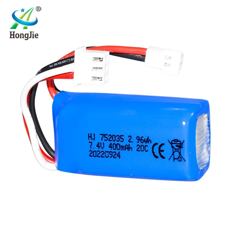 buy more will cheap 7.4V 400mAh lithium battery DM007 four axis aerial vehicle 20C magnification 752035 with protection