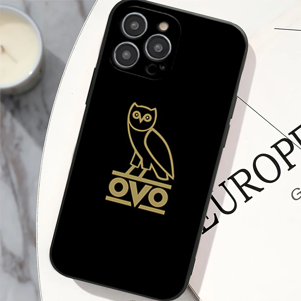 Fashion Drake O-OvO Cool OWL Phone Case for iPhone 12 11 13 14 15 16 Max Pro Plus Black Soft Silicone Cover