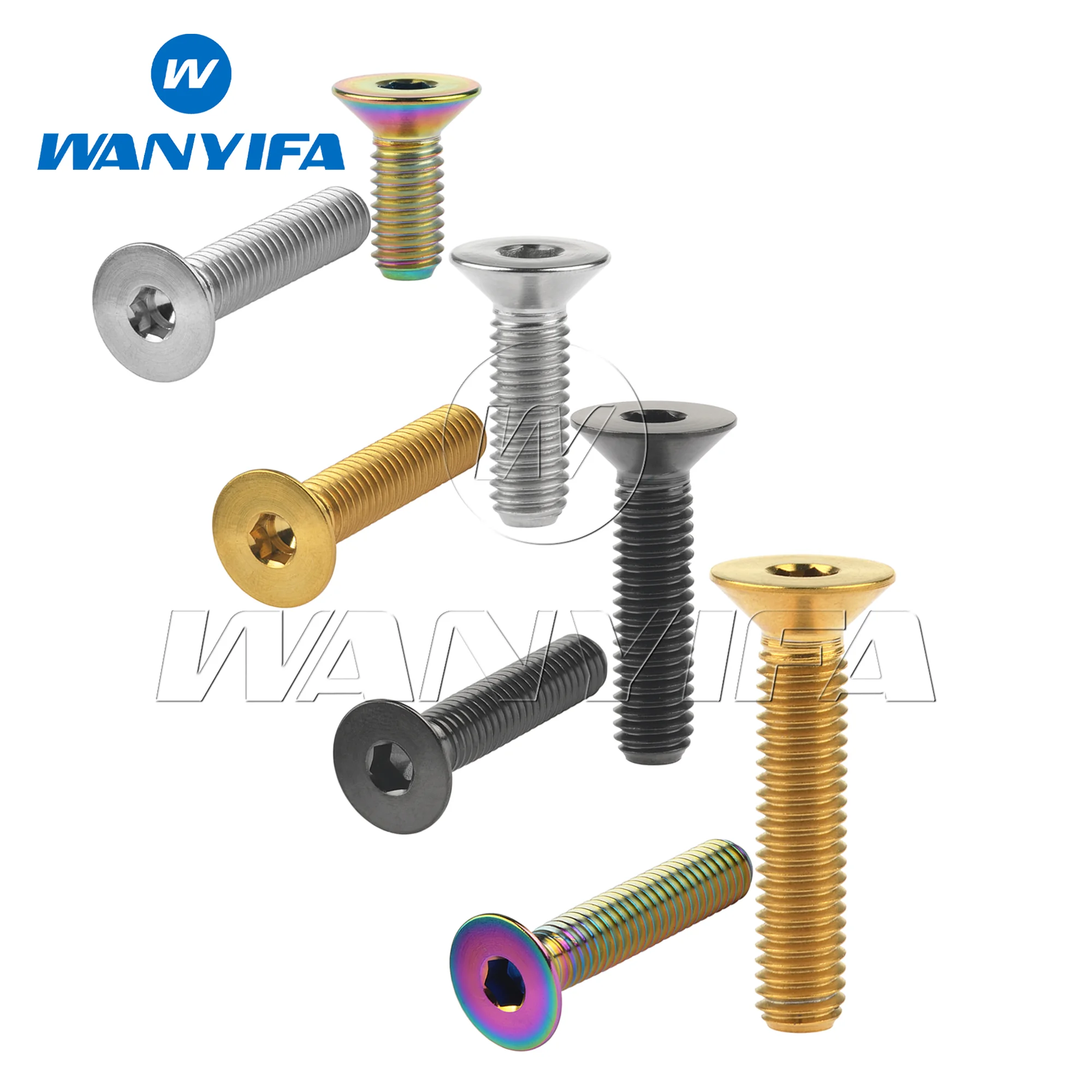 Wanyifa Titanium Bolt M6x10 15 20 25 30 35 40 45mm Hex Flat Countersunk Head Screws for Bicycle Accessories