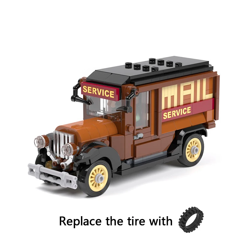 مدينة خدمة نموذج سيارة MOC قوالب بناء شاحنة البريد الرجعية وحدات التكنولوجيا الهدايا عطلة تجميع ألعاب أطفال البدلة #2