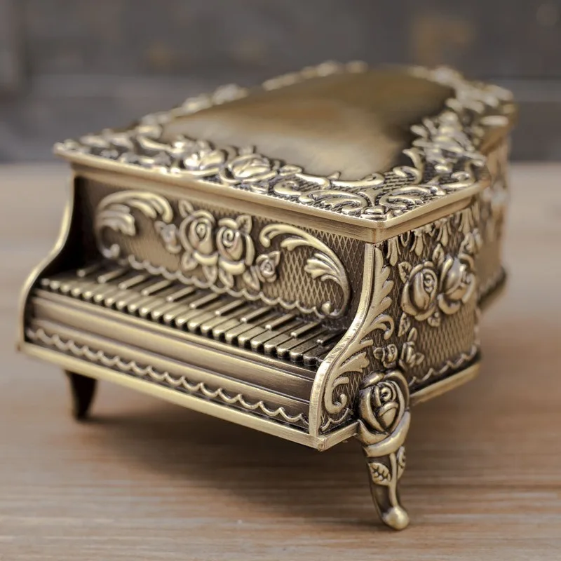Metal Piano Jewelry Box, Light Luxury Large Capacity Storage Box, Necklace Ring Gift Creative Desktop Storage