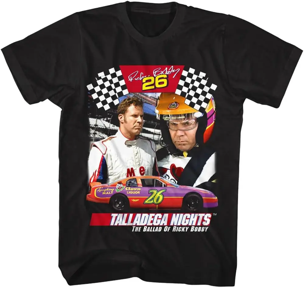 Talladega Nights The Ballad Of Ricky Bobby #26 Adult Black Short Sleeve T Shirt Comedy Movie Graphic Tees 100% Cotton Trendy Y2K Short-Sleeve Tee – Soft, Quick-Drying,  Wrinkle Resistant Light Cotton Graphic Tshirt Soft Stretchy Casual Summer Short Sleeve