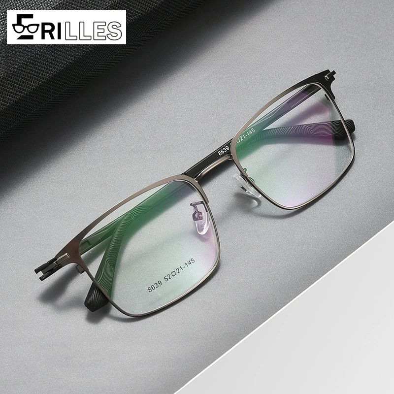 

Blue Light Blocking Square Glasses, Ultralight Titanium Frame Business Eyewear, Full Rim for Square Face Shapes,Computer Glasses