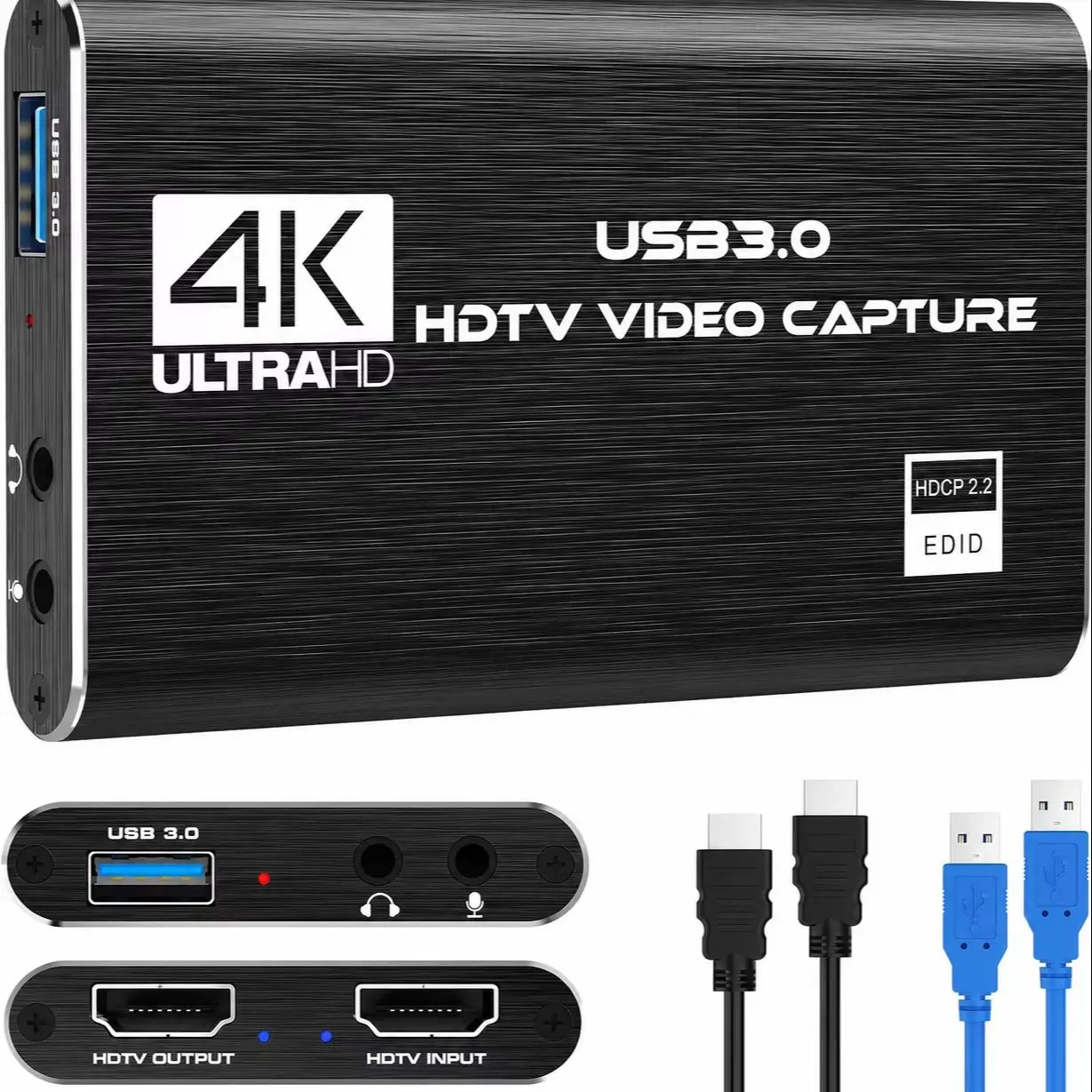 DIGITNOW 4K HDTV Capture Card for Streaming, Full HD 1080P 60FPS USB 3.0 Cam Link Game Audio Video Capture Card, Work with Camera/Switch/Xbox/PS4/PS5/PC/OBS (Black)