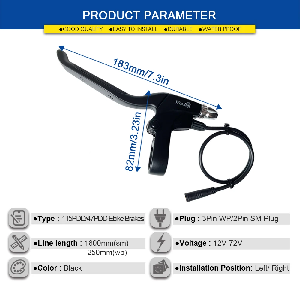 WUXING-palanca de freno para bicicleta eléctrica, accesorios de freno para e-scooter, enchufe de conector SM impermeable, 115PDD 47PDD