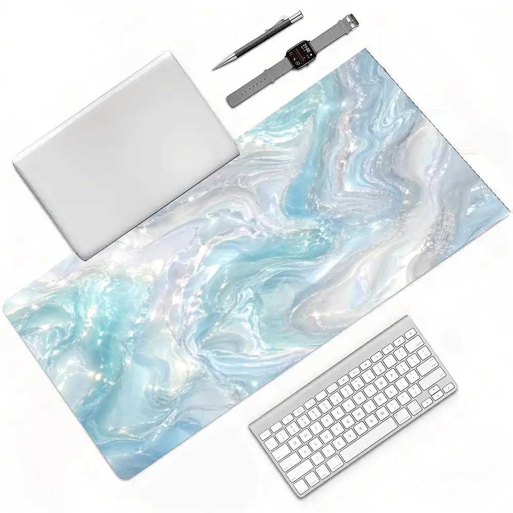 Aesthetic Clear Water Wave Sparkling Sunlight Texture Fresh Blue Large Gaming Mouse Pad Wear Resistant Computer Desk Pad
