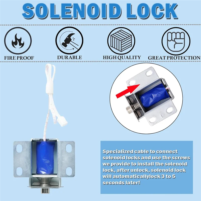 A73E-Safe Lock Replacement With Solenoid Lock Black Keypad Electronic Lock For Home And Business Safe Box