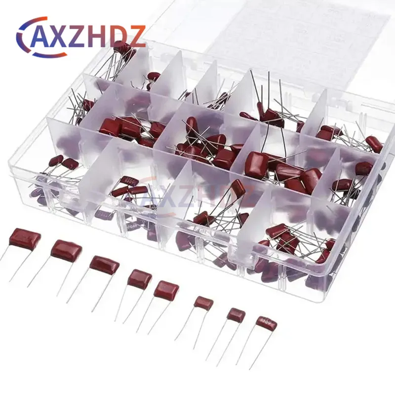 

180pcs CBB Polypropylene Film capacitor 10nf-68nf 400v 630v CBB Capacitors Assortment Kit 10nF 22nF 47nF 100nF 220nF 470nF 560nF