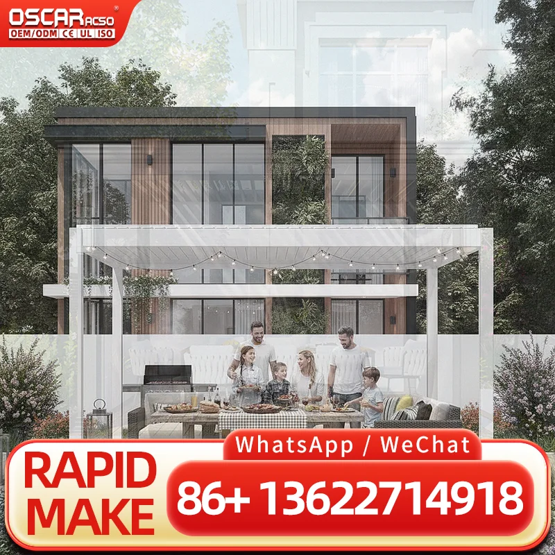 Wind Resistant Electric Louvered Opening Roof Bioclimatic Aluminium Pergola 3x3m 4x3m 4x4m pergola