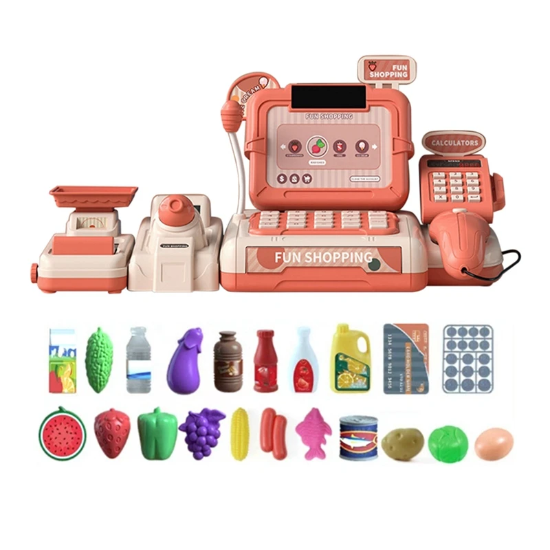 Kids Cash Register Pretend Cash Register Pretend Play Calculating Kids Accessories Scanner &Sounds Light Cash Register