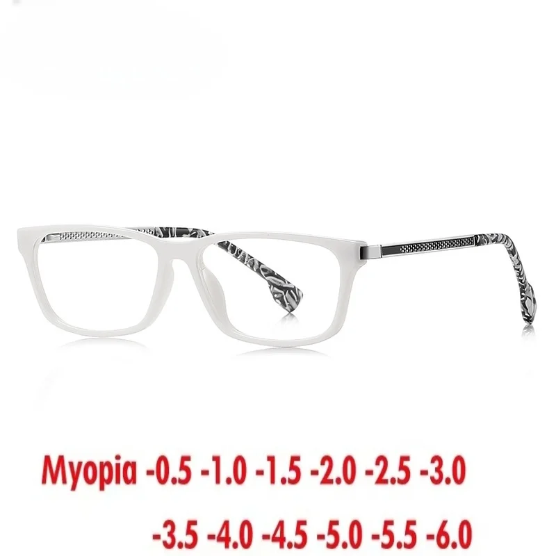 Fashion Square Frame Glasses Insert with Spring Temple Arm Unisex Stylish Eye Wear for All  0~-6.0