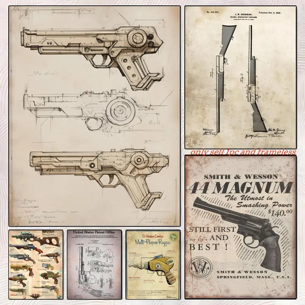 Classical CSGO Gun Display Store Poster Self-adhesive Painting with prints Home bedroom living room decoration