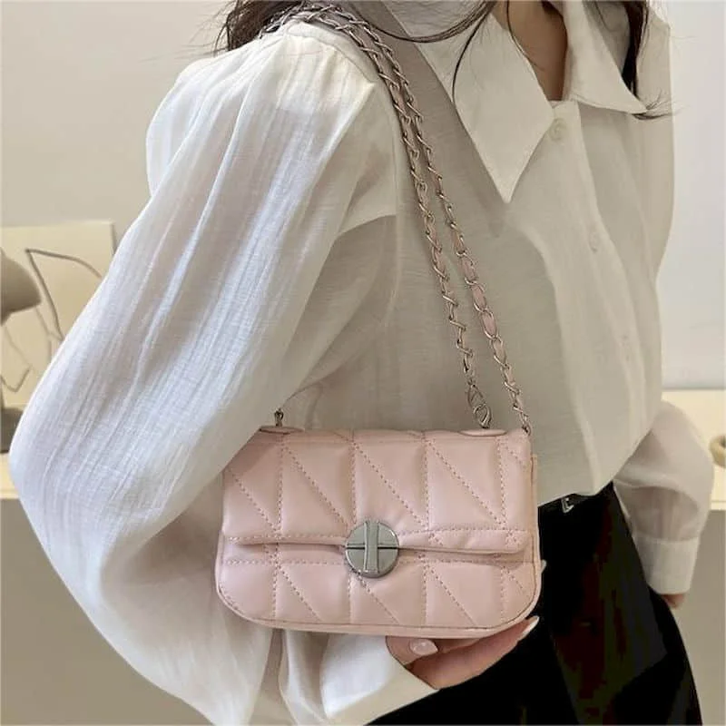 

Однотонные сумки через плечо для женщин, универсальные мини-сумки в корейском стиле, эстетические женские модные квадратные сумки с цепочкой из искусственной кожи