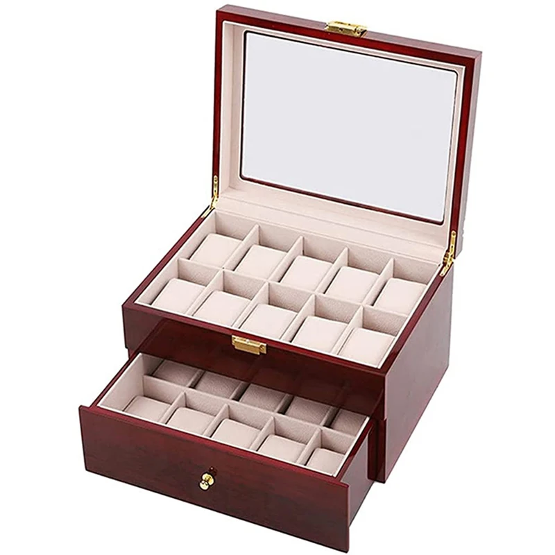 Luxury Large Wooden Watch Boxes Storage Organizer Box Watch Box Double Layer Jewelry Men\'s Watches Display Case Gift