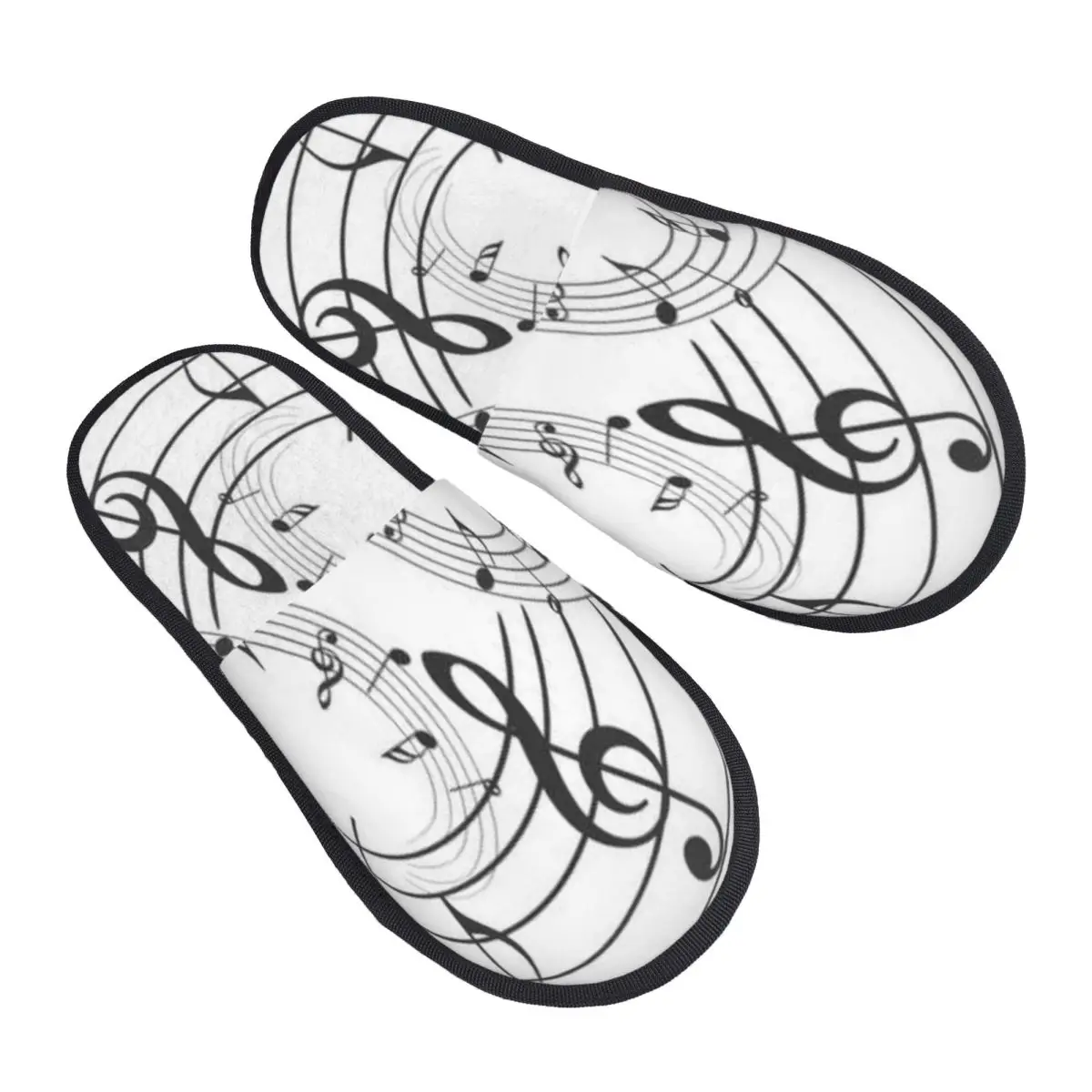 Fur Slipper For Women Men Fashion Fluffy Winter Warm Slippers Music Notes Print House Shoes