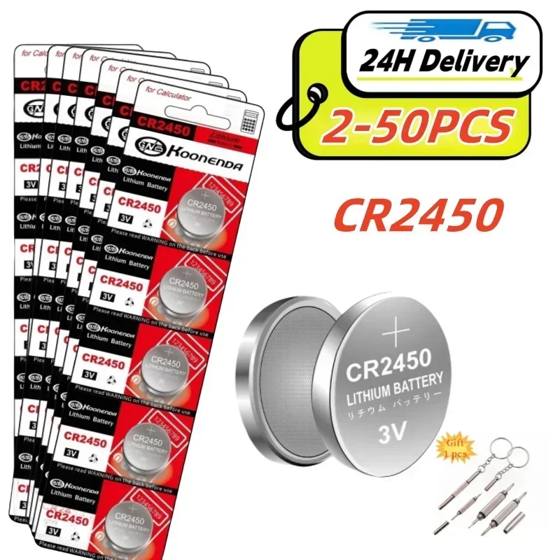 

NewCR2450 3V Lithium Battery CR 2450 DL2450 BR2450 LM2450 KCR5029 For Toy Car Key Remote Control Watch LED Button Coin Cells