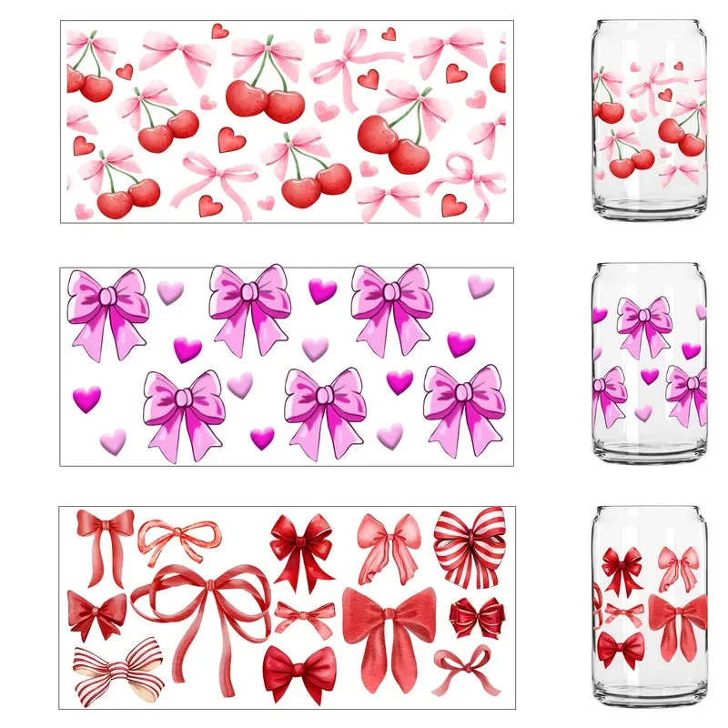 

Cute colorful bowknot easy peel waterproof Party DIY Decals 3D transfers uvdtf tumbler seal stickers 16oz uv dtf cup wraps