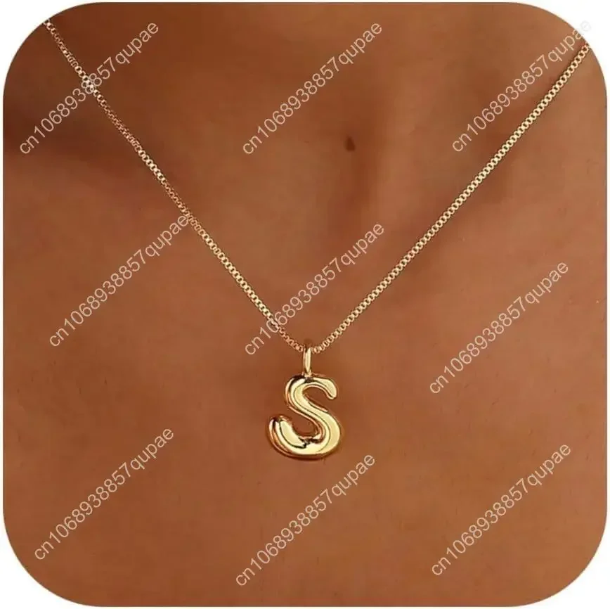 

Bubble Letter Necklace Initial Necklaces for Women Dainty Charm Pendant Necklace Trendy Name Necklace Personalized Jewelry for W