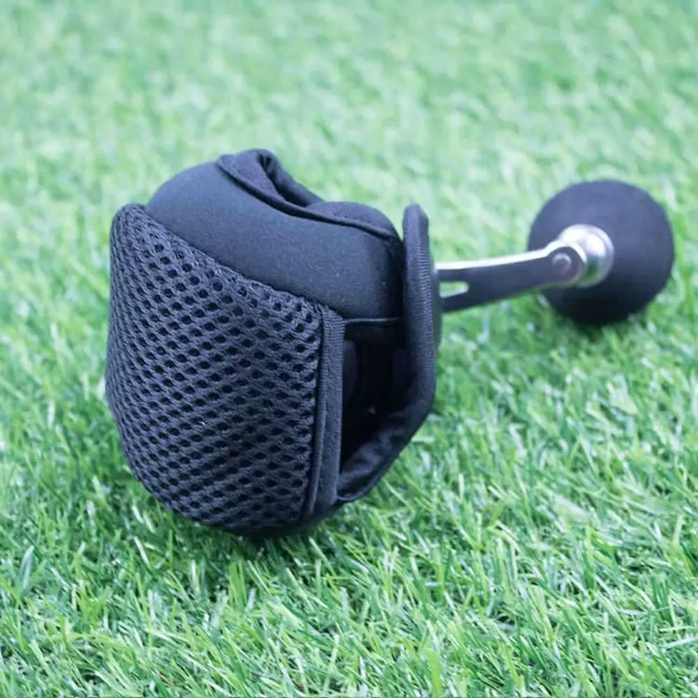 Elastic Material Fishing Reel Bag Black Color Durable Construction Lure Protective Cover Compact Size Water Drop Shape