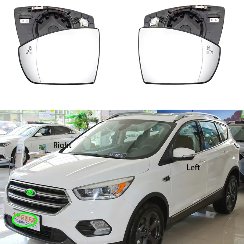 

For For Ford Escape 2013-2019 Kuga II Car side mirrors Heated Blind Spot Warning Side Mirror Glass Auto Replace Convex Wing Rear
