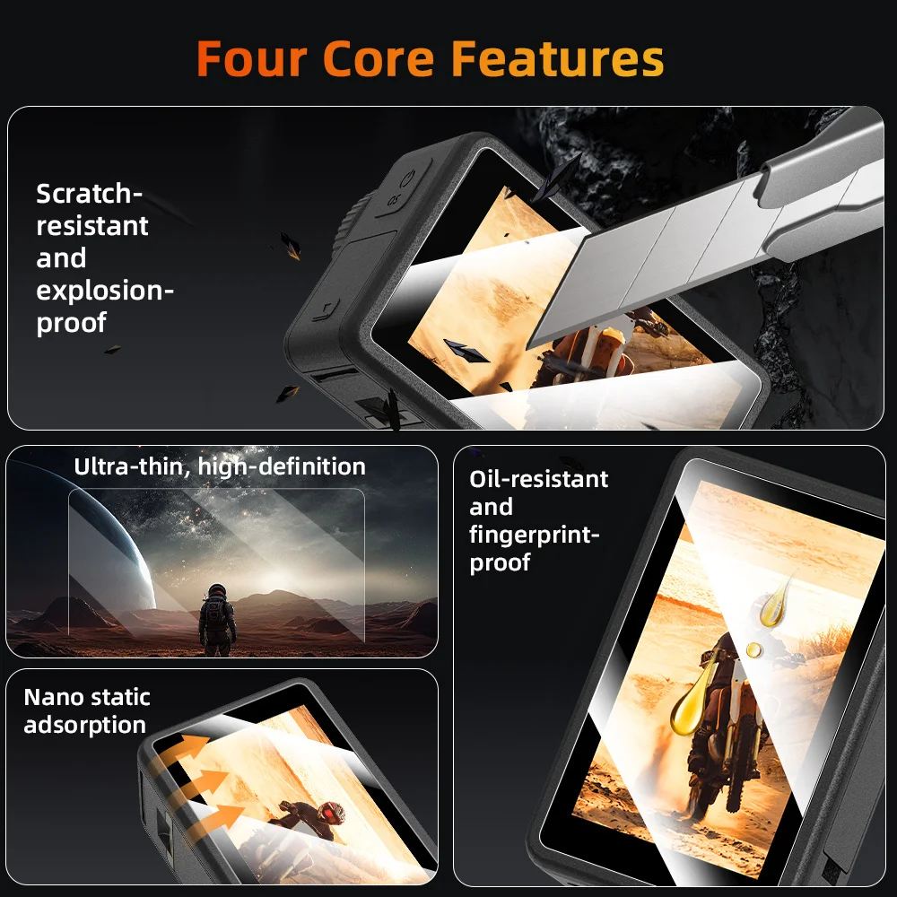 ل DJI OSMO Action 4 9H واقي للشاشة الزجاج المقسى فيلم 2.5D تغطية مجموعة واقية المضادة للخدش 9H ملحقات الكاميرا