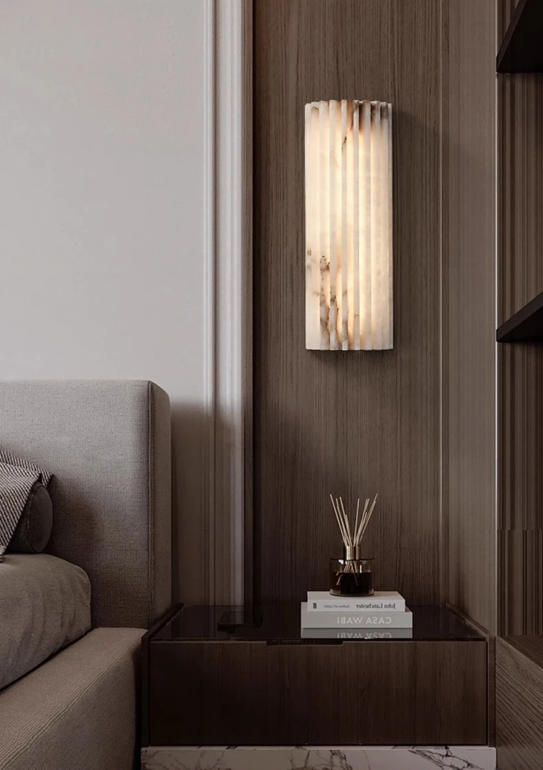 Creative Real Marble LED Wall Lamp Art Deco Room Sconce