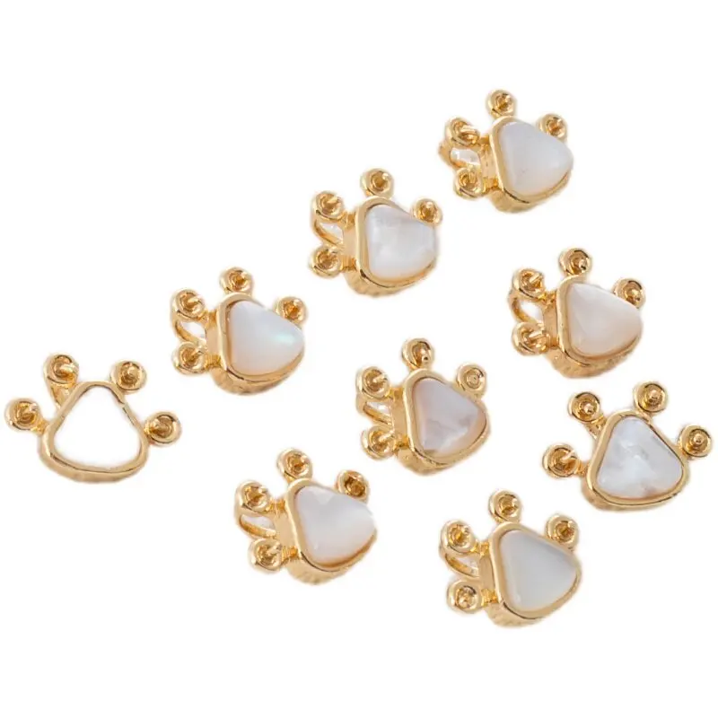 14K Gold Plated Shell Inlaid Raised Y Shaped Bezel Eye Pin 10mm DIY Bracelet Necklace Earring Charms