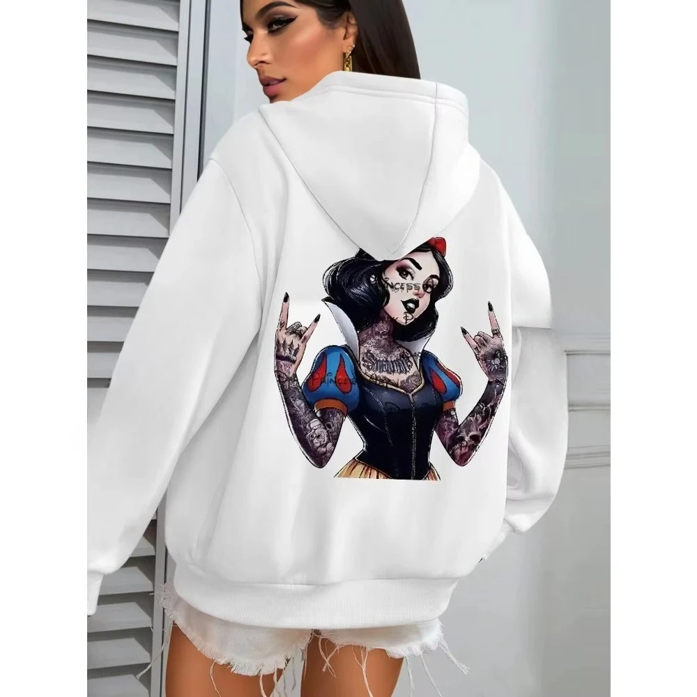 

Disney Princess Cartoon Print New High-quality Autumn and Winter Hooded Sweater Men's and Women's Parent-child Hooded Clothes