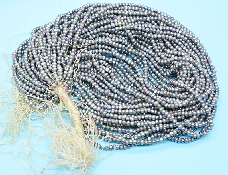 

оптом! 38 шт. Последняя партия черных пресноводных жемчужин в форме картофеля, 3-3,5 мм, россыпью, 15 дюймов.